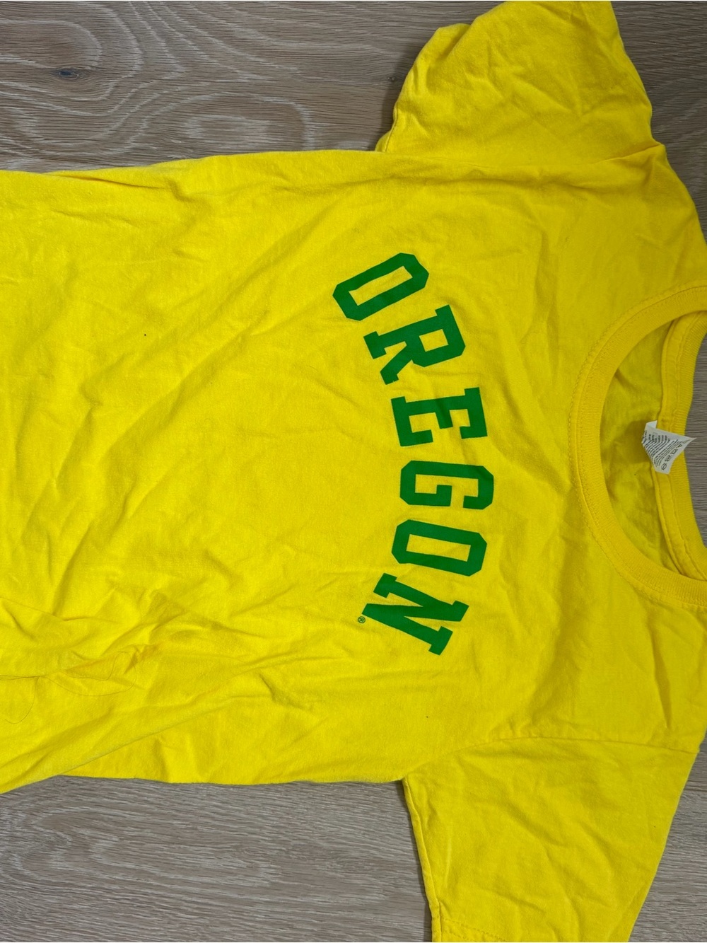 University of Oregon Fruit of the Loom Yellow Kids Tee with Green OREGON Print